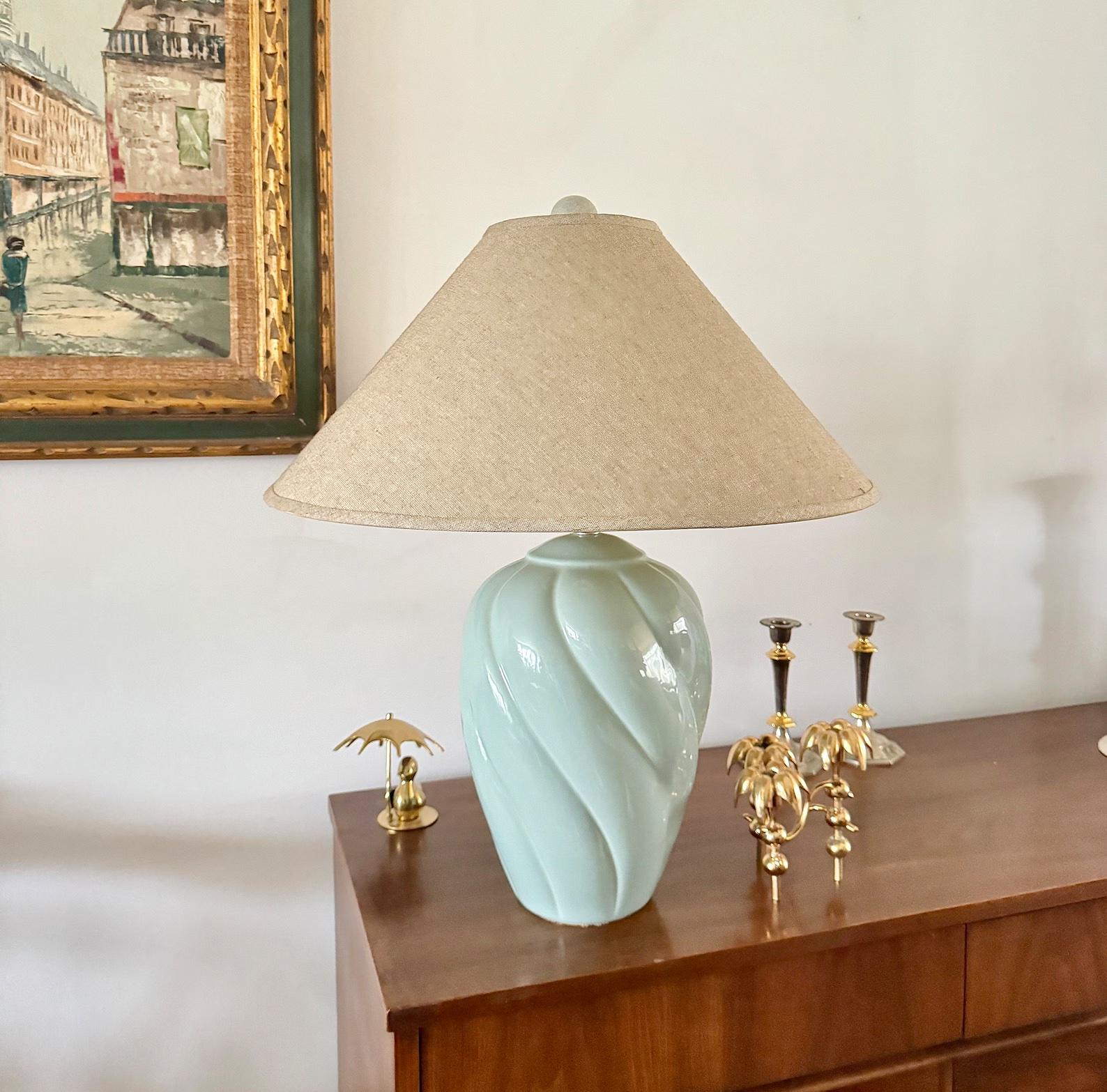 Large Vintage 1980s Blue Table Lamp Base - Etsy