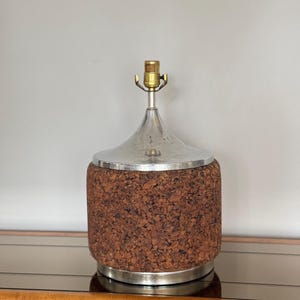 Mid-Century Chrome and Cork Table Lamp