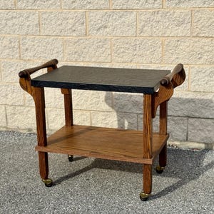 Late 20th Century Walnut Bar Cart on Wheels