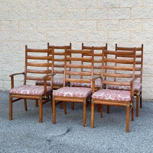 Set of 6 Mid Century Modern Ladder Back Dining Chairs