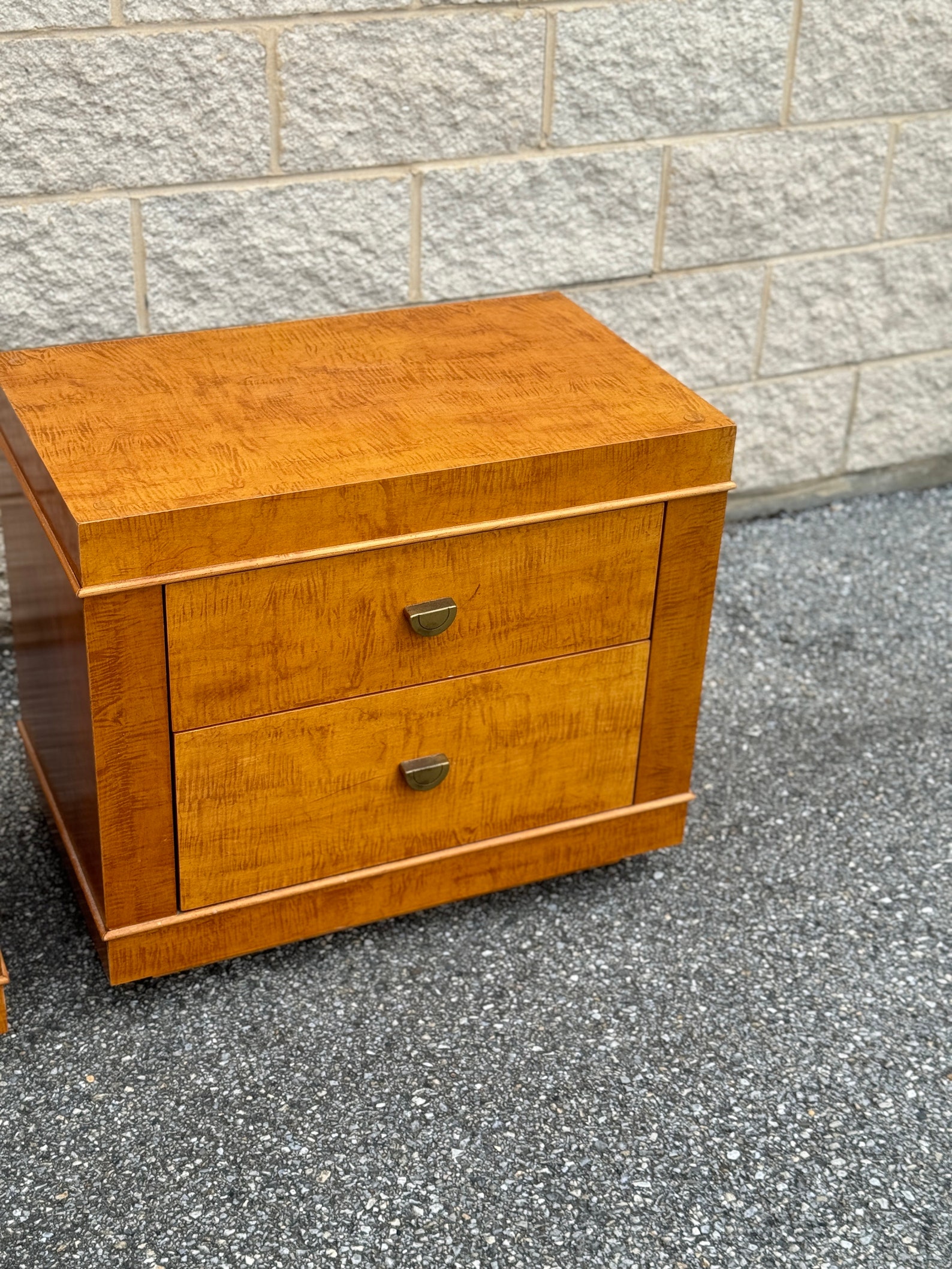 A Pair of Lane Contemporary Modern 2 Drawer Tiger Maple Nightstands - Etsy