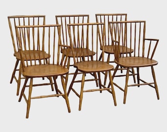 Vintage Windsor Style Dining Chairs  - Set of Six