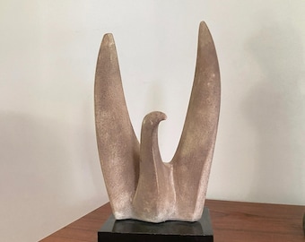 Vintage Dove Sculpture by Austin productions, Art Deco Style Durastone Statue