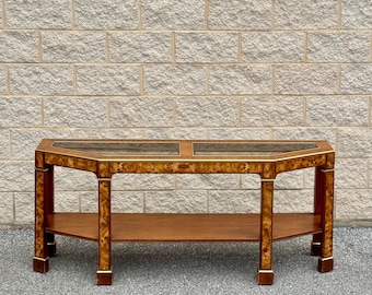 1970s Mid Century Modern Burlwood Veneer Parsons Console Table