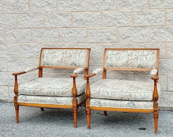 A Pair of Louis XVI Style Marquis Armchairs