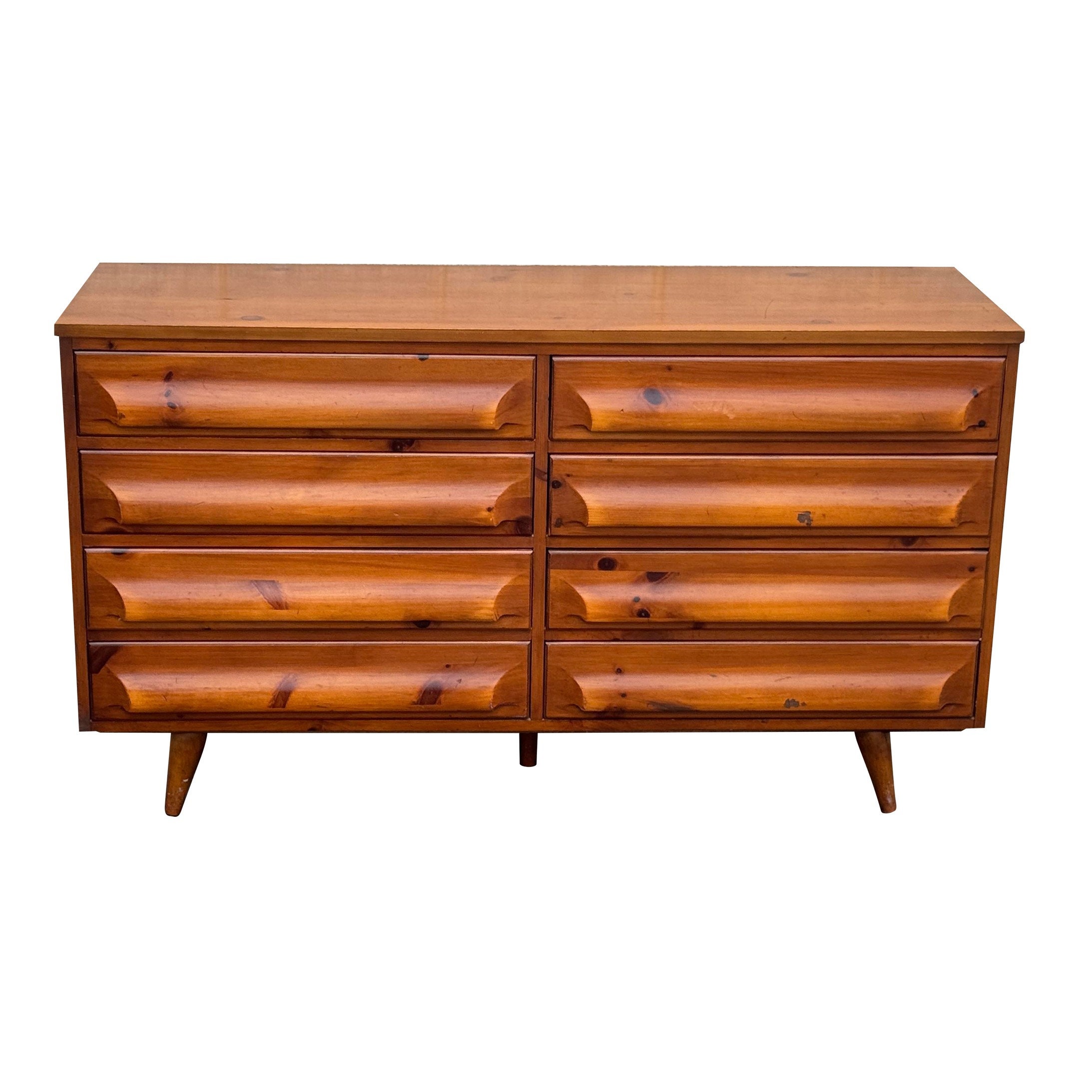 1950's Mid Century Franklin Shockey Sculptural Pine 8 Drawer