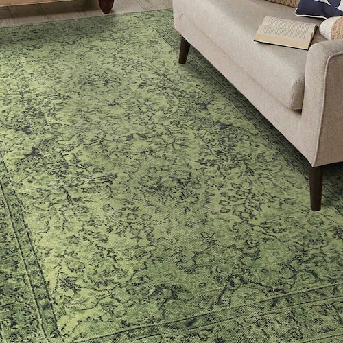 Light Green Turkish Rug Vintage Style Carpet Oriental Living Etsy