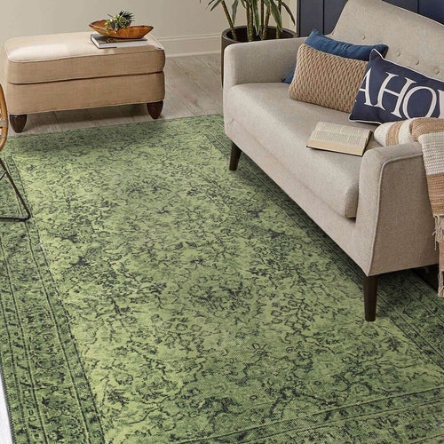 Light Green Turkish Rug Vintage Style Carpet Oriental Living Etsy