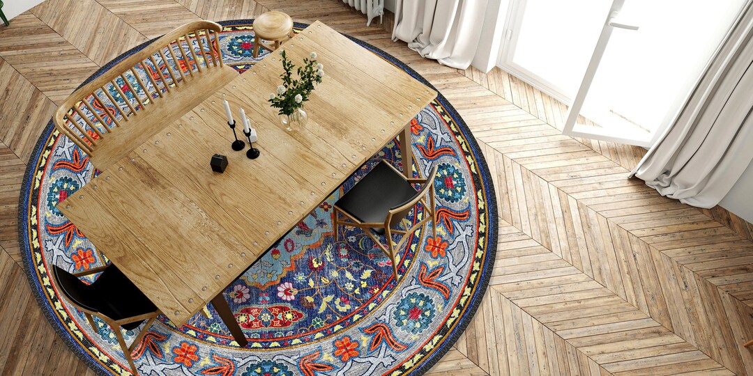 Multi Size Round Rug, Turkish Circle Rug Boho, Round Area Rugs for