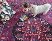 Rugs for Living Room, Vintage Style Oriental Carpet, Turkish Rug 9x12, Bedroom Teppich Burgundy Red Blue, Heriz Rug Large, Persian Style Rug