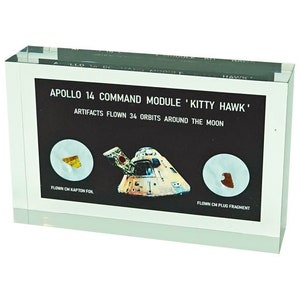 Apollo 14 moon flown Kapton + CM plug fragment acrylic
