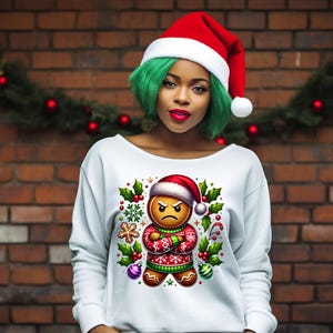 Jolly AF Lebkuchenmann PNG - Lustige mürrische Weihnachtsferien Digital Design T-Shirts, Tassen, Karten - Freches festliches Dekor - Digitaler Download