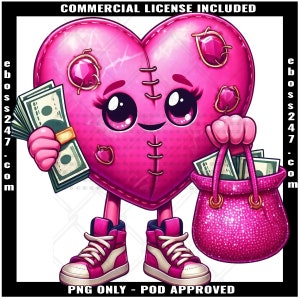 Heartless Pink Broken Heart Counting Money Cash Bandage Eyes Rich Hustling No Love Scar Face Trap Trapper Quote Tattoo Art Logo PNG