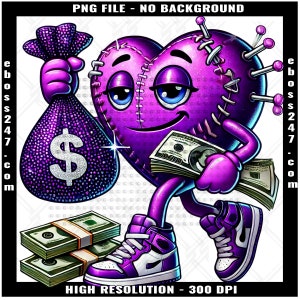 Heartless Purple Broken Heart Counting Money Cash Bandage Eyes Rich Hustling No Love Scar Face Trap Trapper Quote Tattoo Art Logo PNG