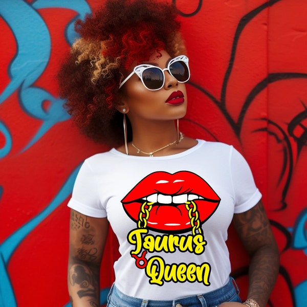 Taurus Queen Chain Lips PNG SVG Capricorn Queen Svg, Zodiac Svg, Horoscope Svg, Birthday Queen Svg, Black Woman Svg, Cut files Svg