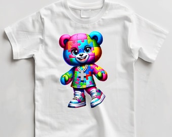 Autism Awareness Bear png, sublimation design download, Autism Awareness png, Autism Life png