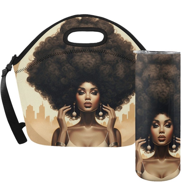 My Roots Black Queen Afro Lunch Tote 20 oz skinny tumbler wrap design, Instant Digital Download, Straight & Mockup included