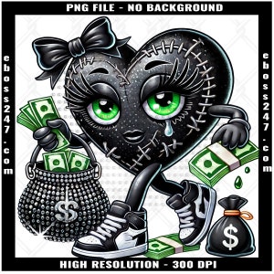 Heartless Purple Broken Heart Counting Money Cash Bandage Eyes Rich Hustling No Love Scar Face Trap Trapper Quote Tattoo Art Logo PNG