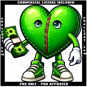 Heartless Green Broken Heart Counting Money Cash Bandage Eyes Rich Hustling No Love Scar Face Trap Trapper Quote Tattoo Art Logo PNG