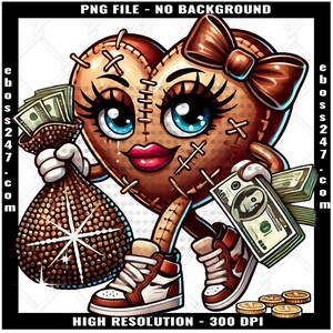 Heartless Purple Broken Heart Counting Money Cash Bandage Eyes Rich Hustling No Love Scar Face Trap Trapper Quote Tattoo Art Logo PNG