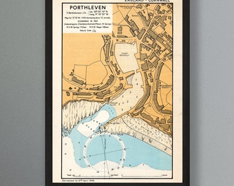 Porthleven Harbour Vintage Reproduction Nautical Framed Print