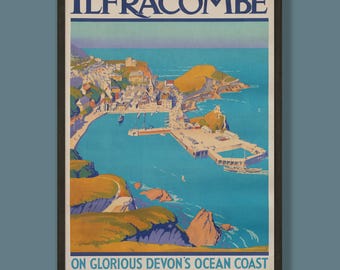 Vintage Ilfracombe Devon Railway Travel Poster