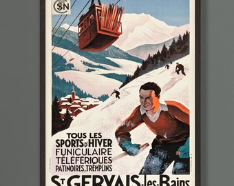 St Gervais-Les-Bains Vintage Winter Sports Travel Poster