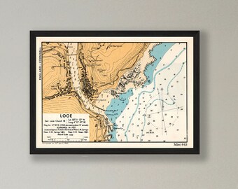 Looe Harbour Vintage Reproduction Nautical Framed Print