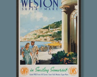 Vintage Weston Super-Mare Railway Travel Poster