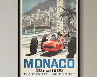 Monaco Grand Prix Poster - 1965 - vintage framed print