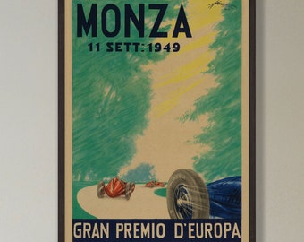Monza Grand Prix poster - 1949 - vintage framed print