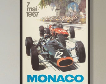 Monaco Grand Prix Poster - 1967 - vintage framed print
