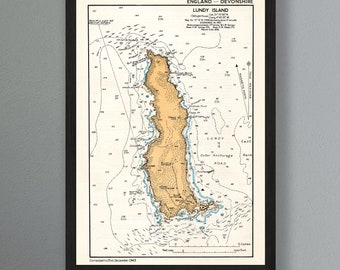 Lundy Island Vintage Reproduction Nautical Framed Print