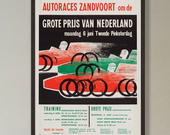 Zandvoort Holland Vintage Motor Racing Poster - 1962 - vintage framed print