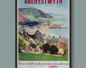 Vintage Aberystwyth Railway Travel Poster