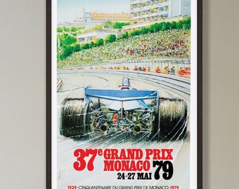 Monaco Grand Prix Poster - 1979 - vintage framed print