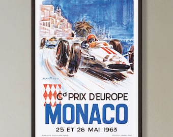 Monaco Grand Prix Poster - 1963 - vintage framed print