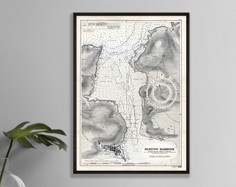 Padstow Harbour Vintage Nautical Print: Camel Estuary & Doom Bar (Framed)