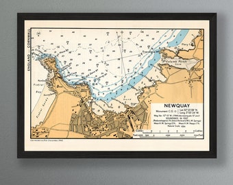 Newquay Harbour & Coast Vintage Reproduction Nautical Framed Print