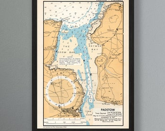 Padstow Harbour and Camel Estuary Vintage Reproduction Nautical Framed Print