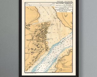 Salcombe Harbour Vintage Reproduction Nautical Framed Print