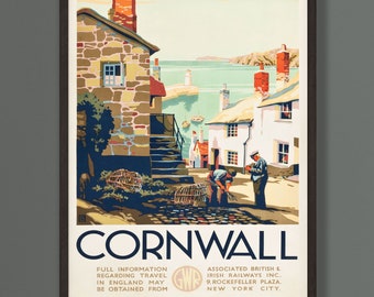 Vintage Cornwall travel poster