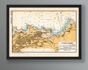 Ilfracombe Harbour & Coast Vintage Reproduction Nautical Framed Print