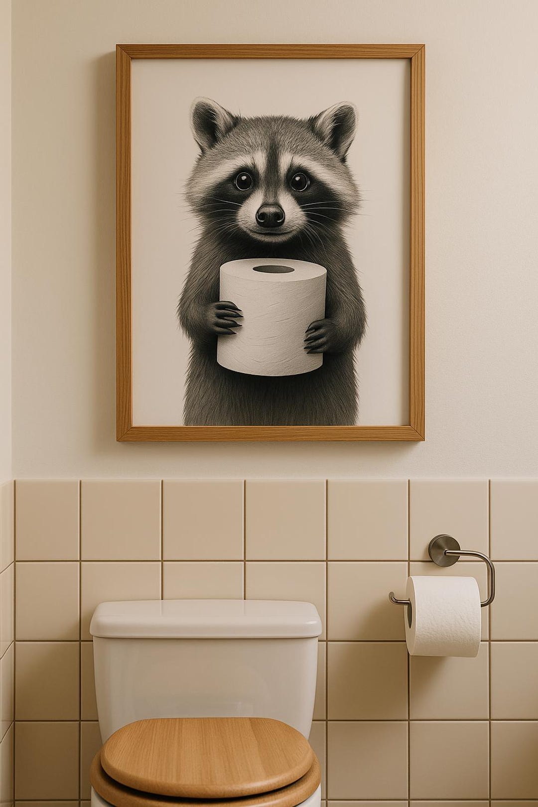 Funny Raccoon Bathroom Poster – Printable Toilet Paper Wall Art ...