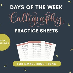 Days Of The Week Brush Calligraphy Workbook, Learn Brush Lettering, Traceable Modern Calligraphy Practice Sheets, Calligraphy Worksheets