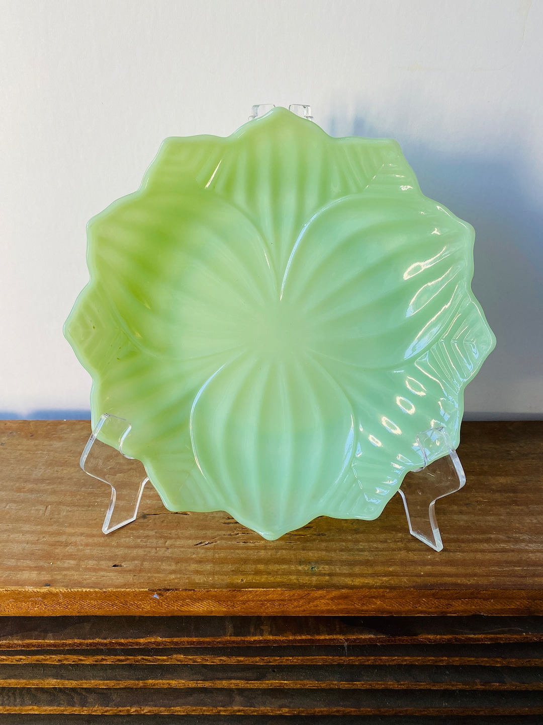 Vintage Fire King Jadeite Lotus Leaf Plate Etsy