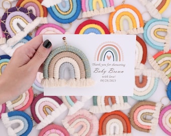 Rainbow Macrame Keychain Favors, Personalized Baby Shower Gifts