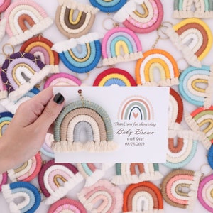 Rainbow Mini Macrame Keychain Favors for Guest, Rainbow Baby Shower Favors, Newborn Baby Guest Favors, Rainbow Birthday Party Favor, Baptism