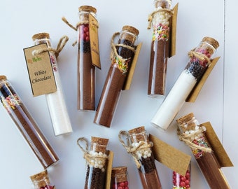 Personalized Hot Chocolate Tube Favors, Winter Wedding, Employee Gifts