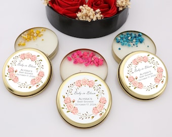 Baby in Bloom Candle Favors, Custom Floral Shower Candles, Boho Baby in Bloom Baby Shower Favors, Garden Theme Party, Bulk Favors for Guests